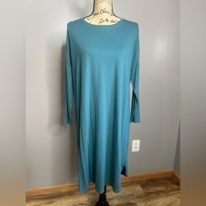 Eileen Fisher shirt dress midi xs‎ teal quite luxury sustainable modest office